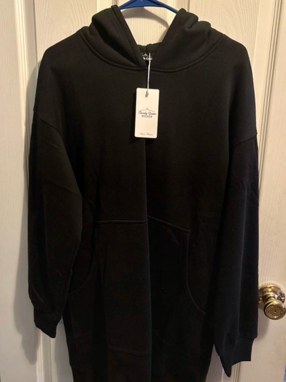 Everyday Black Hooded Sweatshirt Dress by Trendy Queen